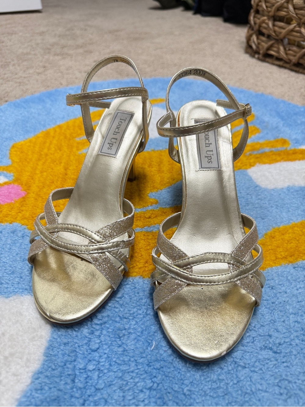 Touch Ups Metallic Gold Strappy Block Heel Sandals